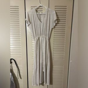 SPECIAL SALE BUNDLE: 1 white and speckle dress (s) and 1 blue romper (6) $25